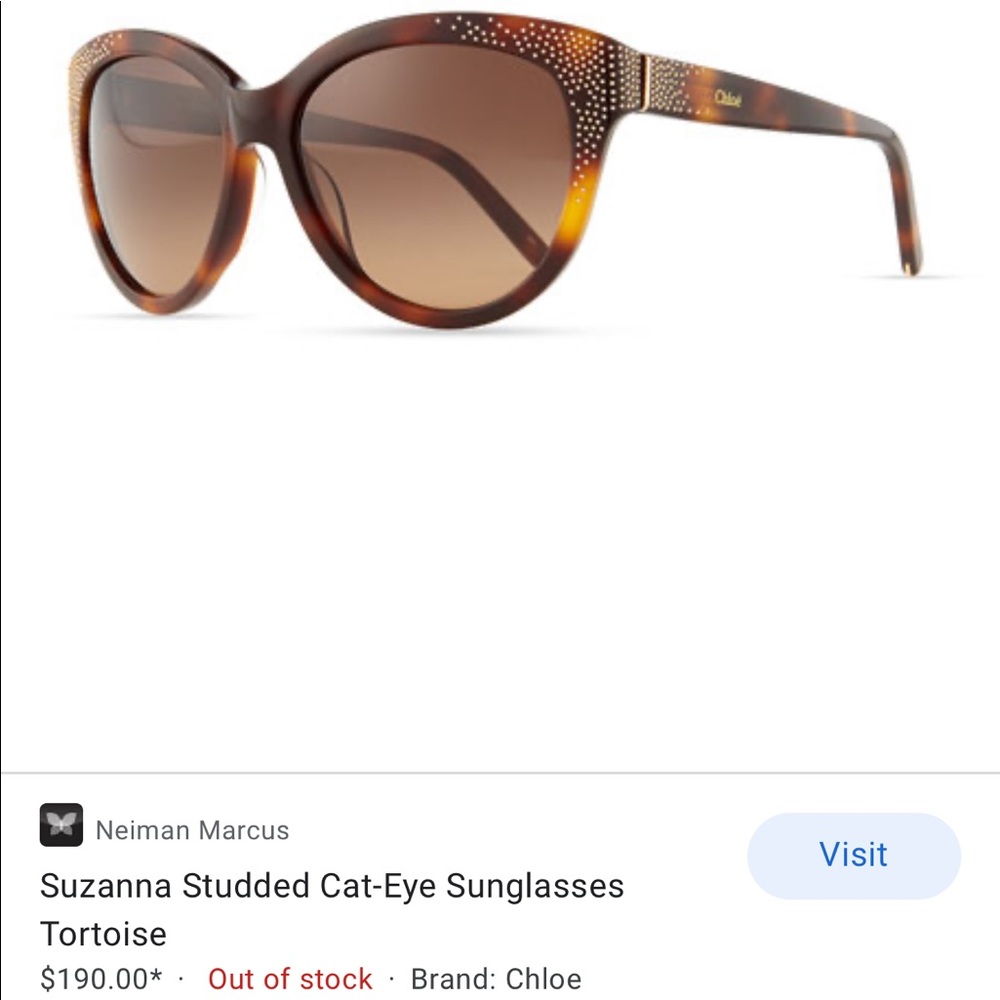 Chloe Brown Tortoise Suzanna Cat Eye Sunglasses
